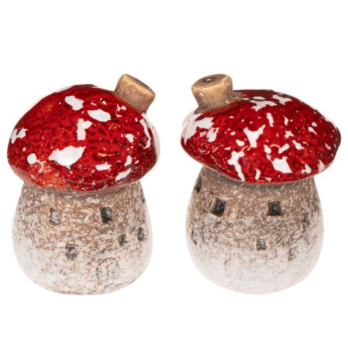 Mushroom House Decoration Miniature Fly Agaric 6cm 2pcs