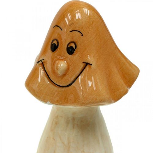 Product Decorative Mushrooms Ceramic Brown Autumn Decoration Figures Ø6cm H10.5cm 3 pcs