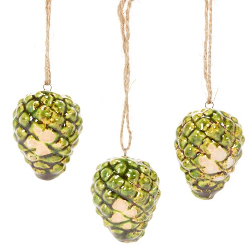 Pine cone pendants as autumn decorations for hanging, 5cm, 3 pieces | Floristik24.ie