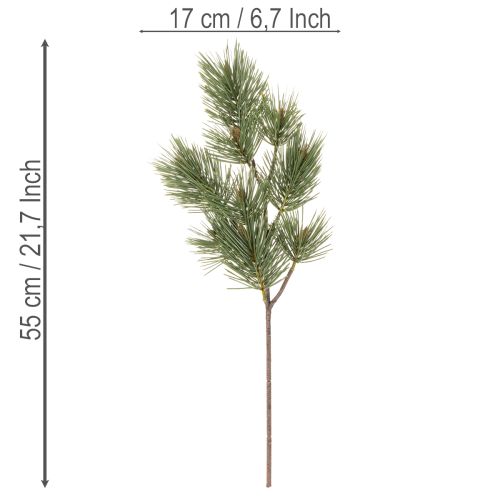 Artificial pine branch as a decorative fir branch, 55cm, 3 pieces | Floristik24.ie