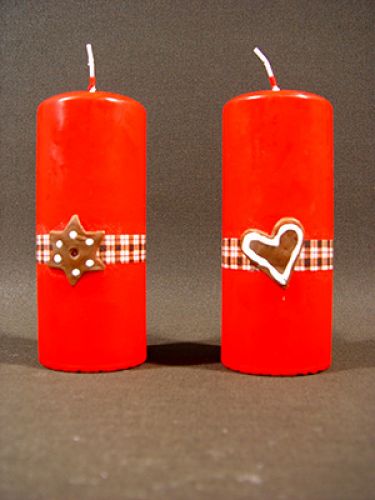 Floristik24 Ruby pillar candle with waxed star / heart on a diamond ribbon