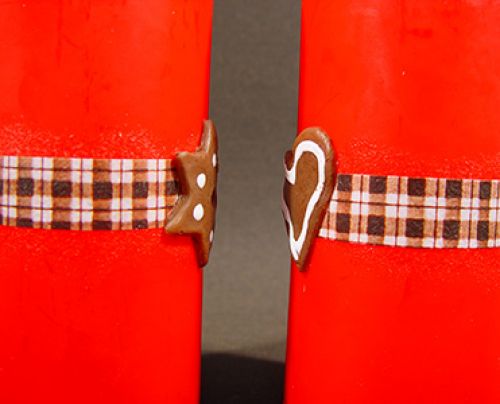 Floristik24 Ruby pillar candle with waxed star / heart on a diamond ribbon