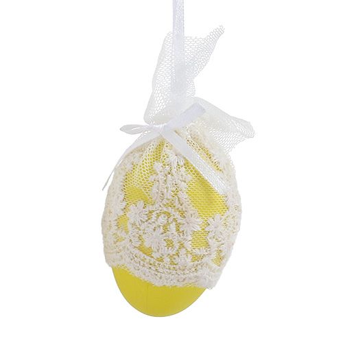 Floristik24 Plastic decorative eggs with tulle to hang 6cm 6pcs
