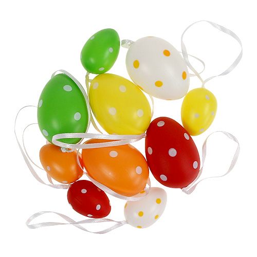 Plastic eggs assorted 4cm - 6cm dotted 22 pcs