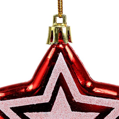 Product Star to hang red, white plastic 8.5cm 2pcs
