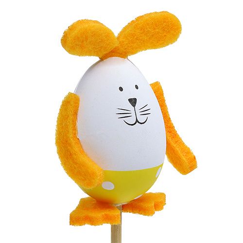 Floristik24 Plastic egg bunny 7cm - 9cm white-green on a stick 6pcs