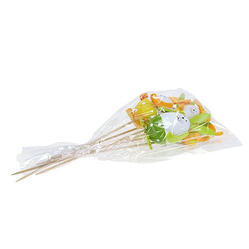 Floristik24 Plastic egg bunny 7cm - 9cm white-green on a stick 6pcs