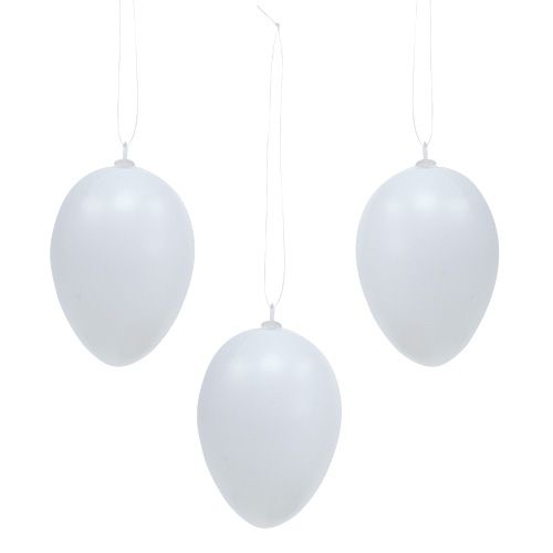 Plastic egg to hang 6cm white 12pcs