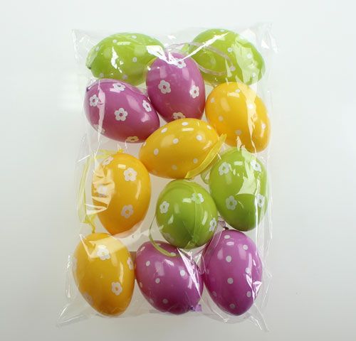 Floristik24 Plastic decorative easter eggs to hang 9cm 12pcs