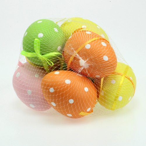 Product Plastic eggs with dots assorted. 9.5cm 8pcs