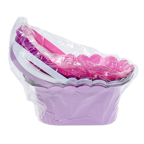 Floristik24 Plastic basket with handle oval ass. 21 x 11 x 9.5cm 10pcs
