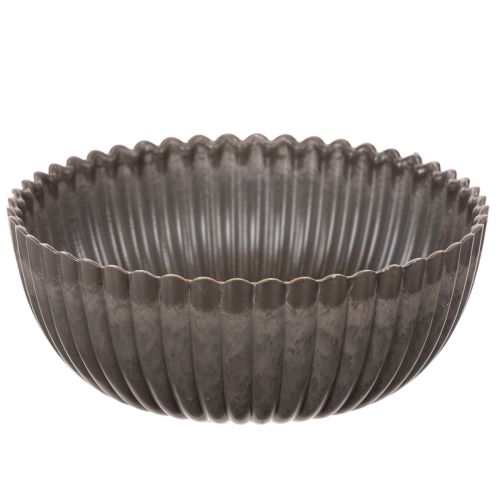 Ribbed bowl, anthracite, decorative bowl, round, 15cm, 2 pieces