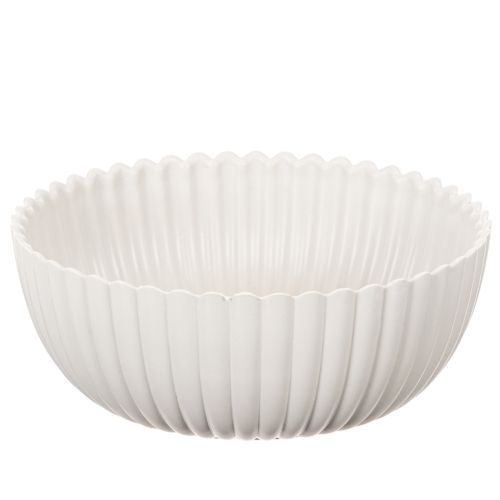 Round, ribbed bowl in white for versatile decoration, 15cm, 2 pieces