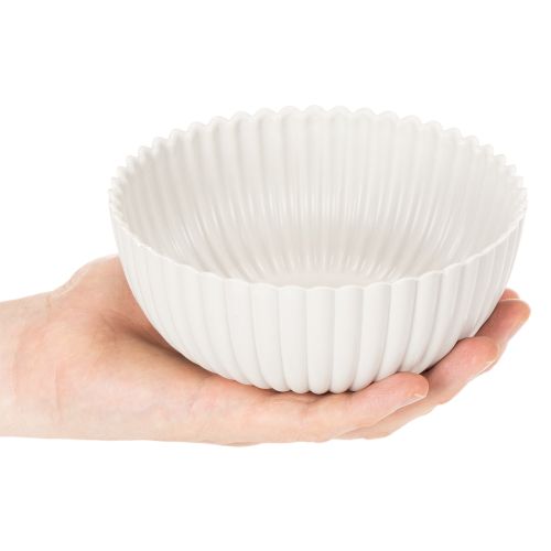 Round, ribbed bowl in white for versatile decoration, 15cm, 2 pieces | Floristik24.ie