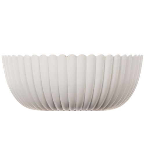 Round, ribbed bowl in white for versatile decoration, 15cm, 2 pieces | Floristik24.ie