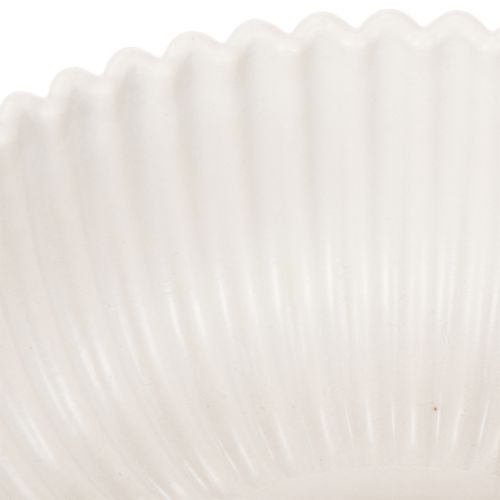 Round, ribbed bowl in white for versatile decoration, 15cm, 2 pieces | Floristik24.ie