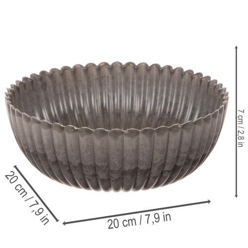 Round, grooved bowl, decorative container for floral arrangements, 20cm, 2 pieces | Floristik24.ie
