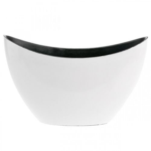 Floristik24 Decorative bowl, oval, white, black, plastic planting boat, 24cm