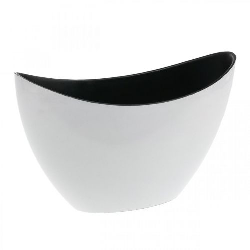 Floristik24 Decorative bowl, oval, white, black, plastic planting boat, 24cm