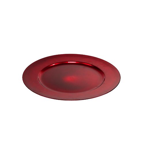 Plastic plate Ø25cm red with glaze effect
