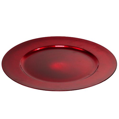Product Decorative plates red plastic plates Ø33cm with glaze effect 6pcs