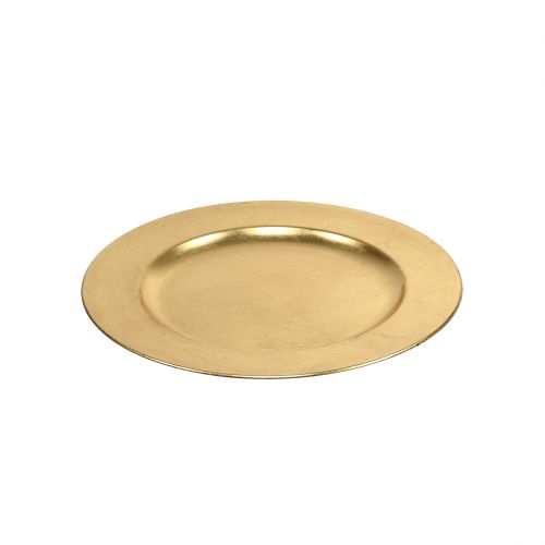 Floristik24 Plastic plate 25cm gold with gold leaf effect