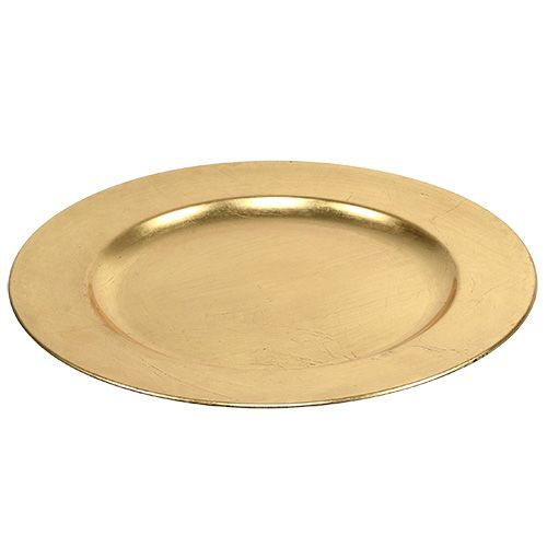 Floristik24 Plastic plate Ø33cm gold with gold leaf effect