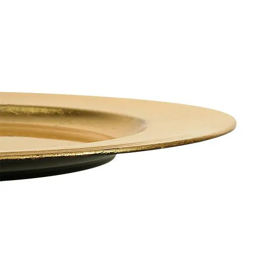 Plastic plate Ø33cm gold with gold leaf effect | Floristik24.ie