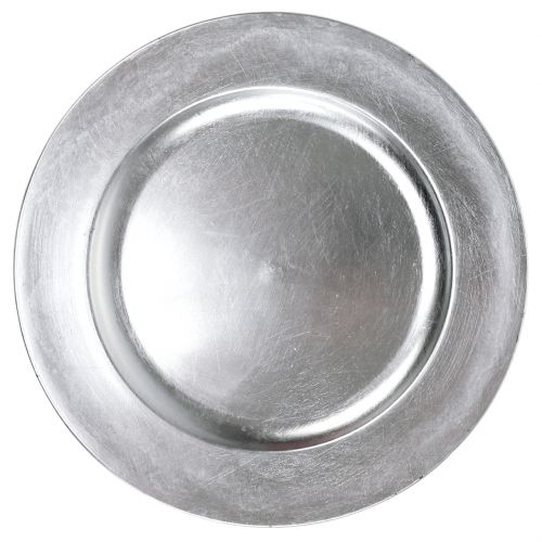 Product Plastic plate silver Ø33cm with glaze effect