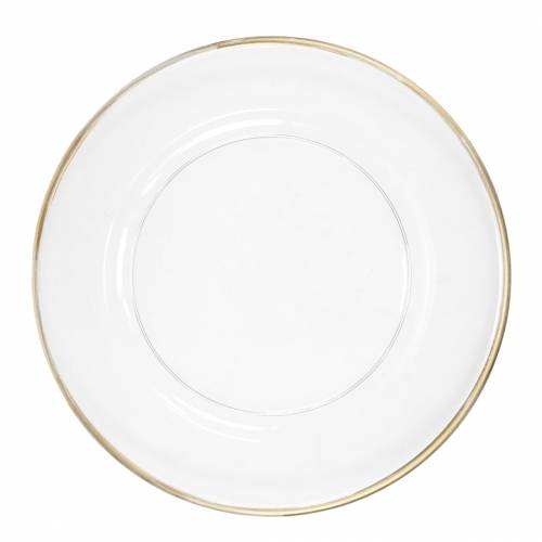 Floristik24 Decorative plate with gold rim clear plastic Ø33cm
