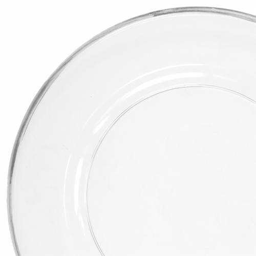 Floristik24 Decorative plate with silver rim clear plastic Ø33cm
