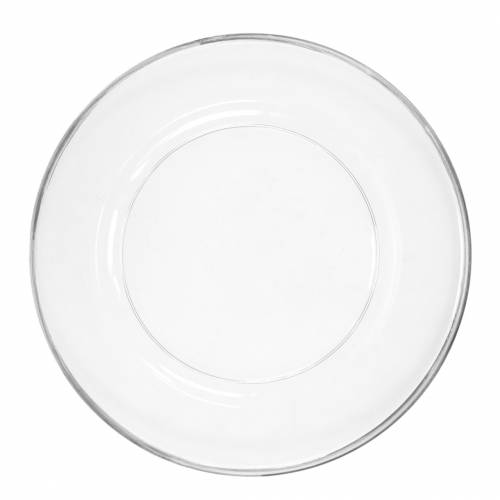 Floristik24 Decorative plate with silver rim clear plastic Ø33cm