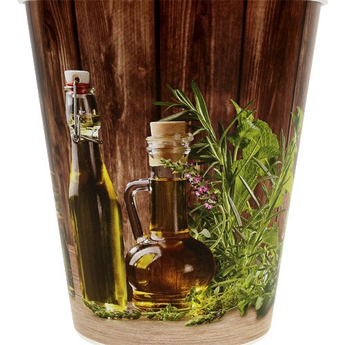 Floristik24 Plastic pot with herb motif Ø12cm H13.5cm, 1 pc.