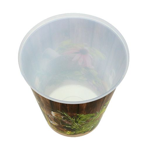 Floristik24 Plastic pot with herb motif Ø12cm H13.5cm, 1 pc.
