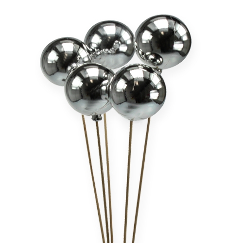 Floristik24 Christmas tree ball on stick silver, mother of pearl shimmer Ø6cm 20 pcs