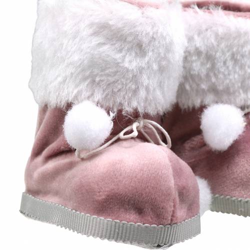 Floristik24 Christmas tree decorations plush shoe pair gray / pink 10cm x 8cm 2pcs