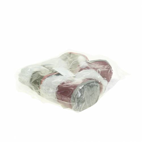 Floristik24 Christmas tree decorations plush shoe pair gray / pink 10cm x 8cm 2pcs