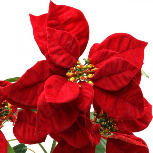 Product Artificial poinsettia red stem flower 3 flowers 85cm