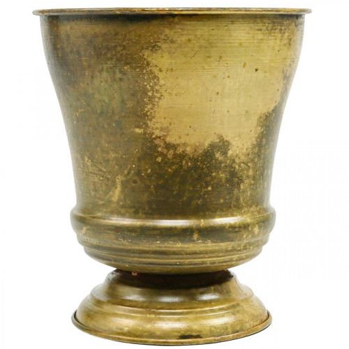 Vintage planter metal goblet vase brass Ø17cm H19cm | Floristik24.ie