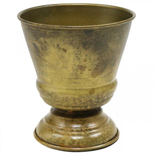 Vintage planter metal cup vase brass Ø11.5cm H13.5cm