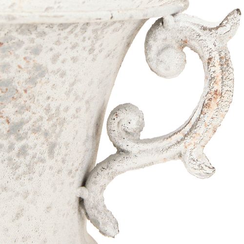Floristik24 Cup with handle metal decorative planter grey white H29.5cm