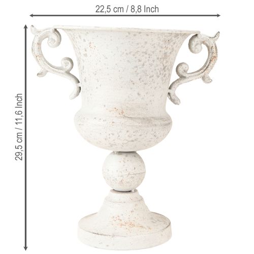 Floristik24 Cup with handle metal decorative planter grey white H29.5cm