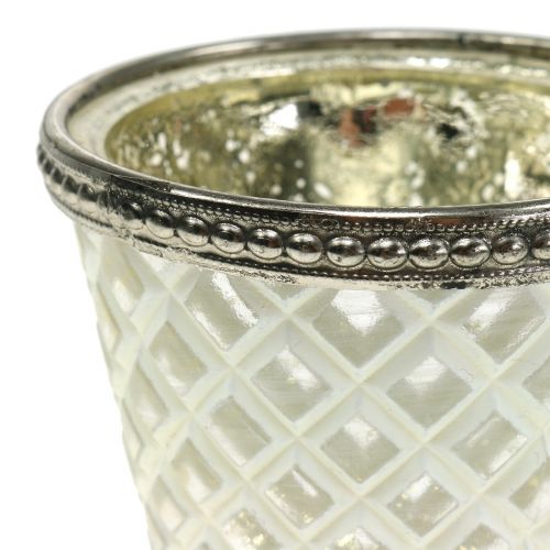 Floristik24 Tealight glass goblet farmer's silver H9cm