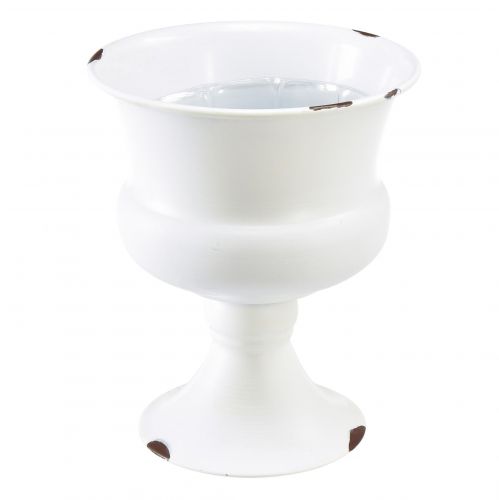 Floristik24 Cup for planting white metal shabby chic Ø13.5cm H19cm