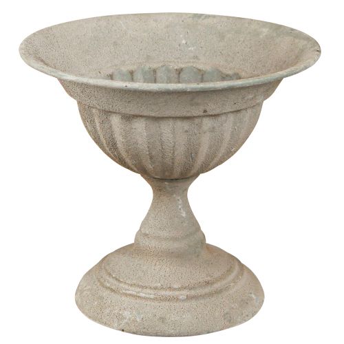 Cup bowl with base metal vintage grey Ø16cm H14.5cm