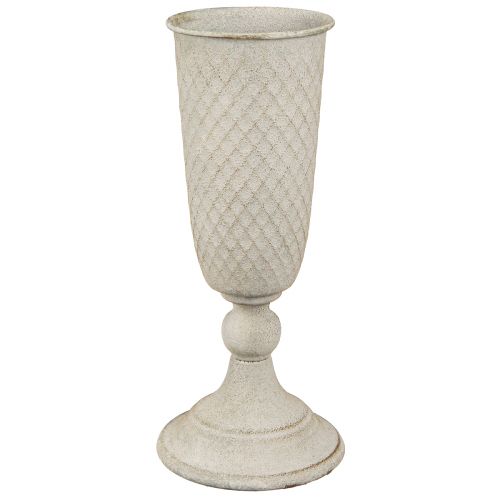 Product Metal goblet vase, chalice shape, vintage grey, nostalgic decoration, Ø10cm H24cm