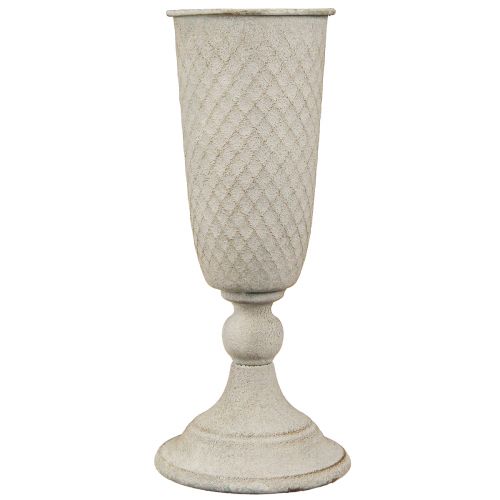 Product Metal goblet vase, chalice shape, vintage grey, nostalgic decoration, Ø10cm H24cm