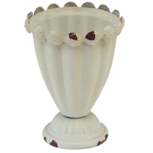 Cup vase metal decorative cup cream brown Ø9cm H13cm
