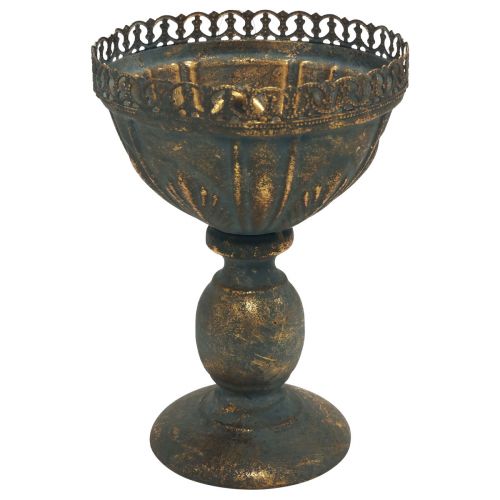 Product Cup vase metal decoration cup gold gray antique Ø15.5cm H22cm