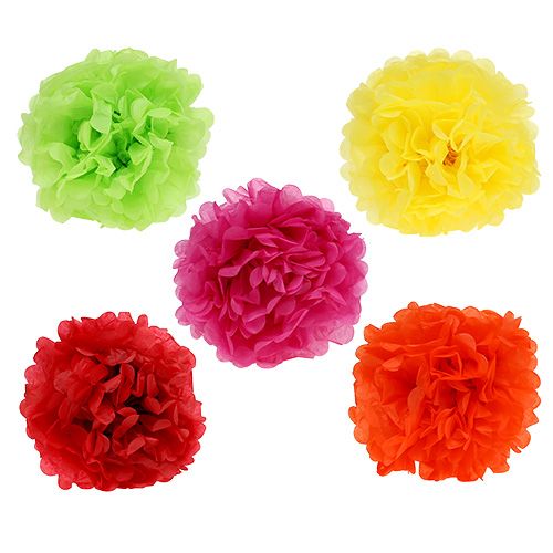 Pompom paper Ø30cm assorted 5pcs